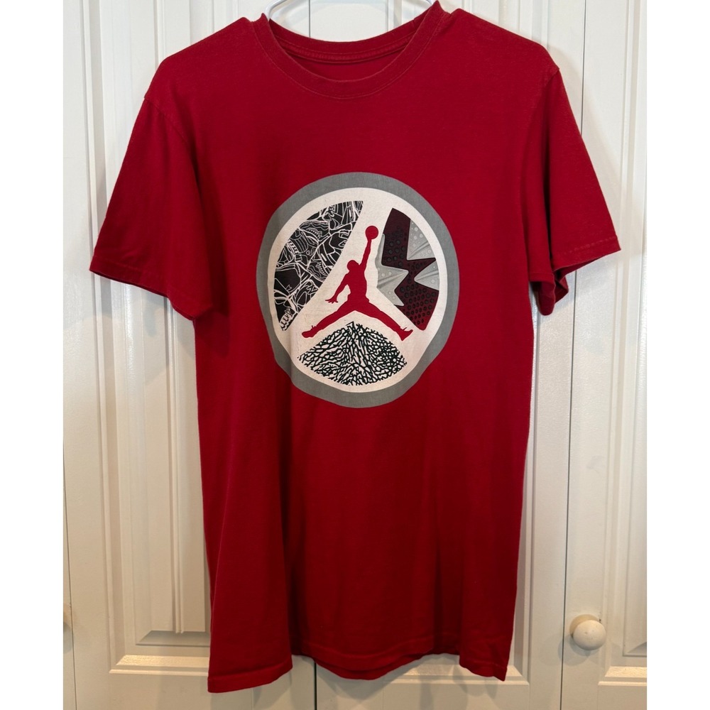 Nike Air Jordan Red Graphic T-Shirt Men's Medium Jumpman Crew Neck Short Sleeve